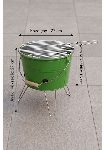 Küçük Katlanabilir Metal Piknik Izgara Mangal Barbekü Yeşil