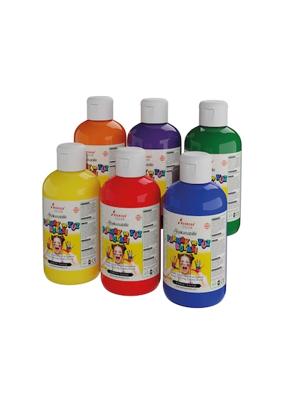 Ana Renkler Parmak Boyası 6'lı Set 6x250gr Yıkanabilir, Toksik İçermez, Çocuk Okul Kreş İçin