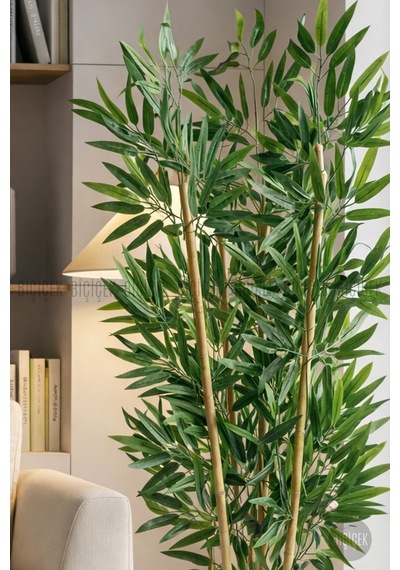 125cm Yapay Bambu Ağaci Mocha Küre Saksıda Kahverengi