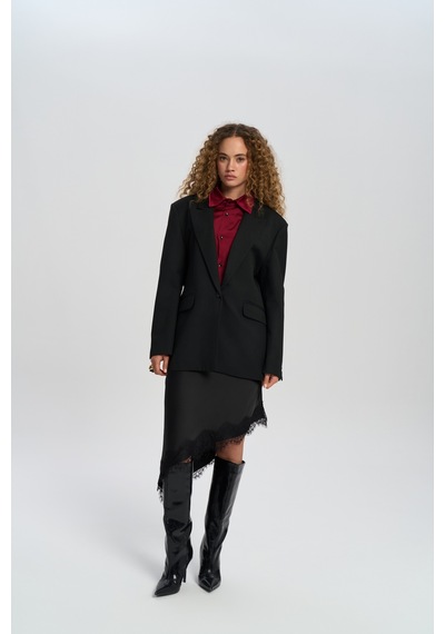 Mai Collection Mai Studios Co. Catroux Gömlek Yaka Detaylı Siyah Blazer Siyah