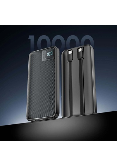 Ven-dens Vd-pb060 10000 Mah Premium Power Bank Dahili Çift Kablolu Siyah