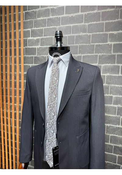 Dupont Classics Dupont Slim Fit Sivri Yaka 6 Drop Çift Yırtmaç Torba Cep 2'li Takım Elbise Koyu Gri Dupont Classics Dupont Slim Fit Sivri Yaka 6 Drop Çift Yırtmaç Torba Cep 2'li Takım Elbise Koyu Gri