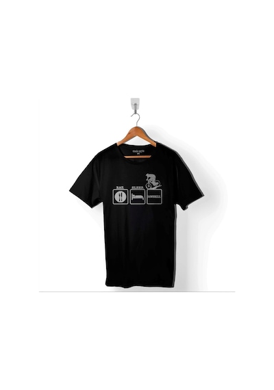 Eat Sleep Downhill Mountain Bike Bisiklet Baskılı Tişört Unisex T-shirt 001