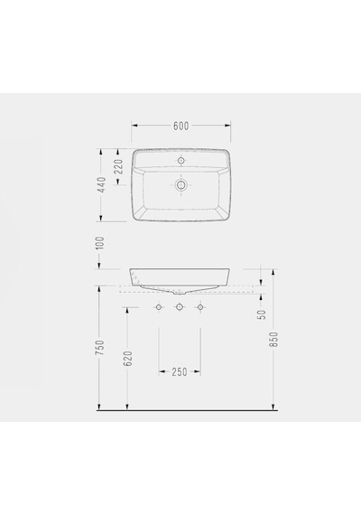Serel - Rita Tezgah Üstü Batarya Delikli Lavabo Kırmızı, 40x60 Cm Slim Kenar - Rt30txl530h Diğer