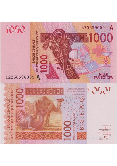 Batı Afrika Para Birliği 1000 Frank 2012 A Fildişi Sahili. Cfa Frangı Çil.