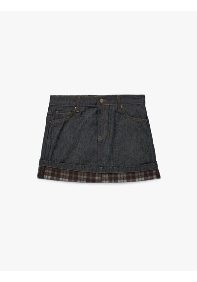 Koton Normal Bel Düğmeli Cepli Pamuklu Ekose Katlı Mini Denim Etek Raw 7wal70018md 63x Koton Normal Bel Düğmeli Cepli Pamuklu Ekose Katlı Mini Denim Etek Raw 7wal70018md 63x