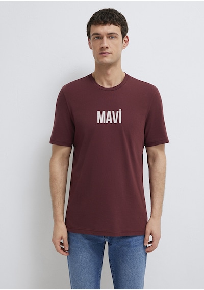 Mavi - Mavi Logo Baskılı Bordo Tişört 0613186-70396 Bordo
