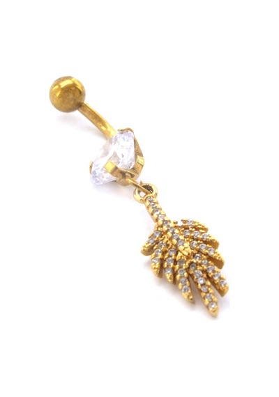 Ferizz Altın Kaplama Zirkon Taşlı Yaprak Piercing Prc-136