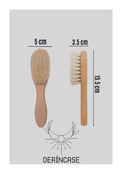 %100 Doğal Keçi Kılı Bebek Saç Fırçası Ve Kayın Ahşap Şimşir Tarak + Bez Kese Hediyeli
