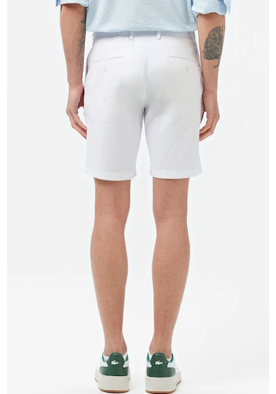 Lacoste Men's Regular Fit White Bermuda Shorts Erkek Keten Pamuk Bermuda Şort Beyaz