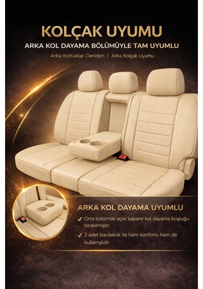 Hyundai Accent Era 2006-2011 Uyumlu Colorline Elegance Deri Bej Koltuk Kılıfı