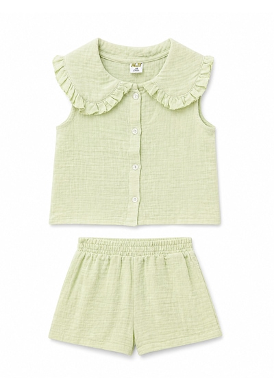 Baby Lory Kids Store Kız Çocuk Yaka Detaylı Yeşil Takım Açık Yeşil