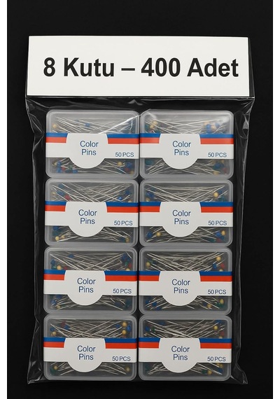 8 Kutu 400 Adet Eşarp İğnesi Başörtü İğnesi Türban Şal İğnesi Toplu İğne