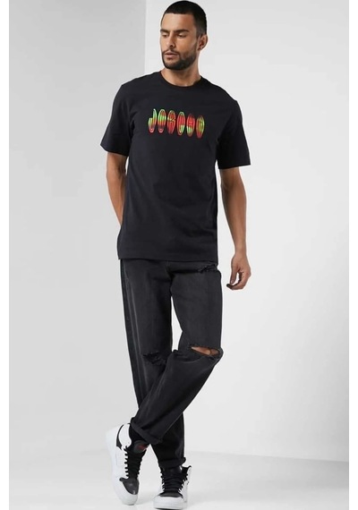 Nike Jordan Mvp Flight Remix Ss Crew Mens Tee Erkek Günlük Pamuklu Tişört Siyah Siyah