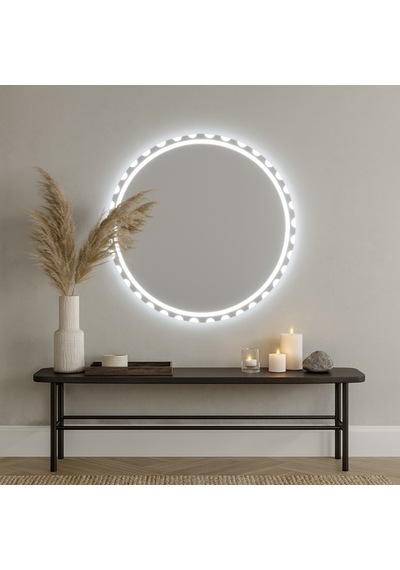 90x90 Cm Luna Dot Led Banyo Aynası Dimming Touch Sensörlü Beyaz Işık 6500k Beyaz