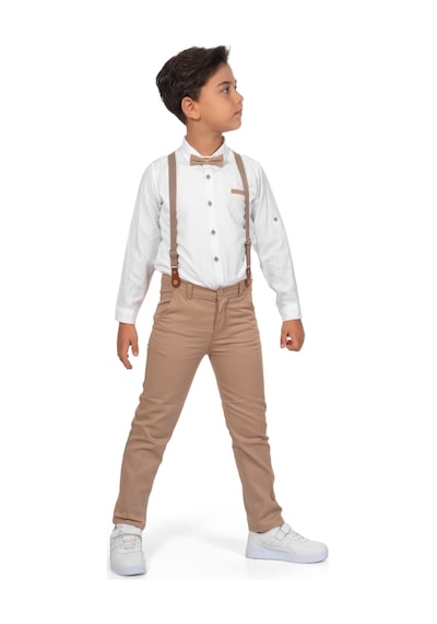 Mnk Baby & Kids Oxford Gömlek Uzun Pantolon Erkek Çocuk Takımı Kahverengi