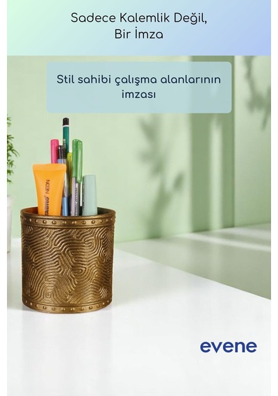 Kalemlik Masa Kalemliği Organizer Kalemlik Altın Eskitme Renk Model 82 Çok Renkli