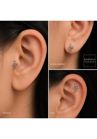 Yılan Helix Flat Kulak Conch Tragus Piercing Cerrahi Çelik