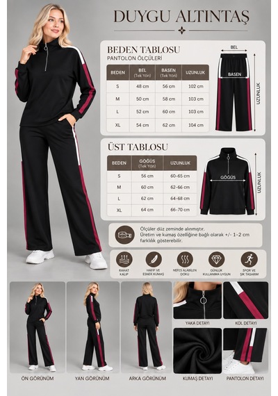 Duygu Altıntaş Kadın Siyah Şerit Detaylı Fermuarlı Eşofman Takımı Spor Ve Günlük Şık Tasarım Siyah - 928052314 Siyah - 928052314 Siyah Duygu Altıntaş Kadın Siyah Şerit Detaylı Fermuarlı Eşofman Takımı Spor Ve Günlük Şık Tasarım Siyah - 928052314 Siyah - 928052314 Siyah