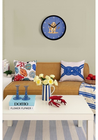 Golf Sever Köpek Çizimi Modern Duvar Saati - 30cm - Önü Camlı Siyah Kasa - Sessiz Mekanizma-jh0738 Siyah