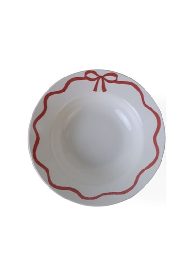 Keramika Fiyonk Dekor Makarna Tabak 20 Cm 2 Adet Çok Renkli