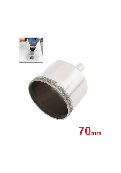 Tr Mermer Granit Fayans Porselen Cam 70mm Yuvarlak Delme Pancı Elmas Uçlu Delik Açma Karot Matkap Ucu