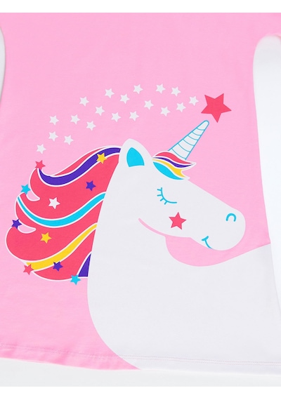 Denokids Unicorn Star Kız Elbise - Pembe
