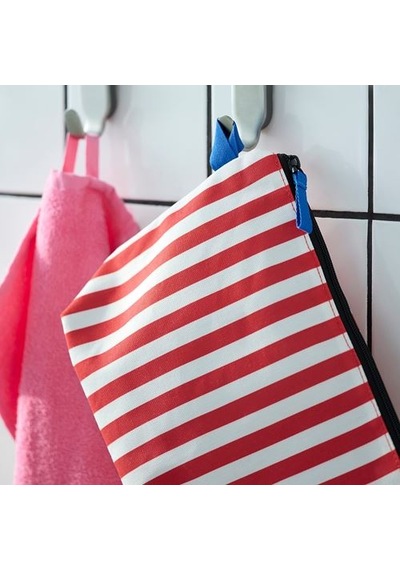 Ikea Skogssallat Makyaj Çantası, Kırmızı-beyaz-çizgili