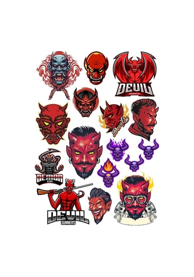 Şeytan Devil Sticker Set-5 16 Parça Telefon, Tablet, Defter, Laptop Sticker