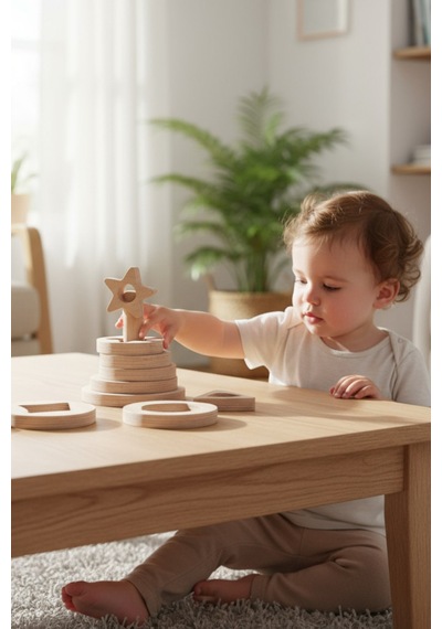 Ahşap Eğitici Geometrik Dikey Puzzle Model Yapboz