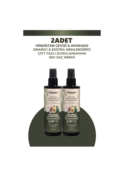 Tresan Coconut Avokado Durulanmayan Saç Kremi 250 Ml 2 Adet