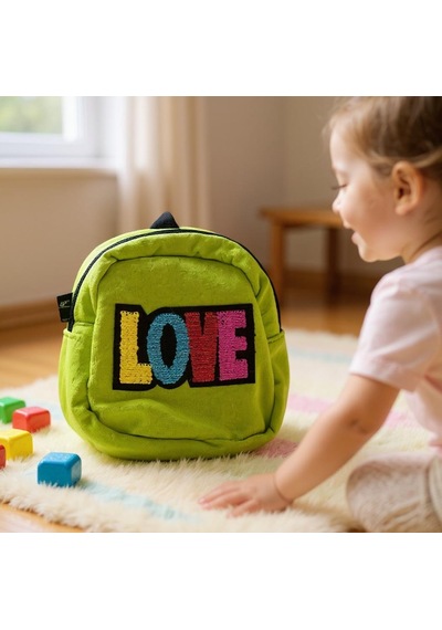 Dolphın Pbr-676 Kadıfe Sırt Cantası Yeşil Love Yeşil