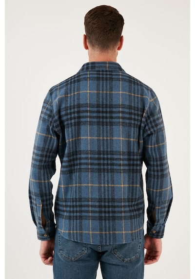 Buratti Ekoseli Uzun Kollu Slim Fit Kışlık Erkek Gömlek Cf21W112844 Indigo