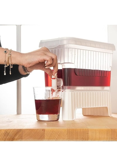 4 Litre Musluklu Ve Ayaklı Buzdolabı İçi Su Sebili, Su Sebili, Limonata, Portakal Suyu, Piknik, Balkon, Seyyar Masa Sebili, 4 Litre Sebil Şeffaf Beyaz Çok Renkli