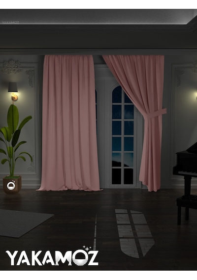 Yüksek Kalite Bebek Pembe Karartma Blackout Fon Perde Ekstrafor Büzgülü Tek Kanat Dark Touch Serisi Bebek Pembe
