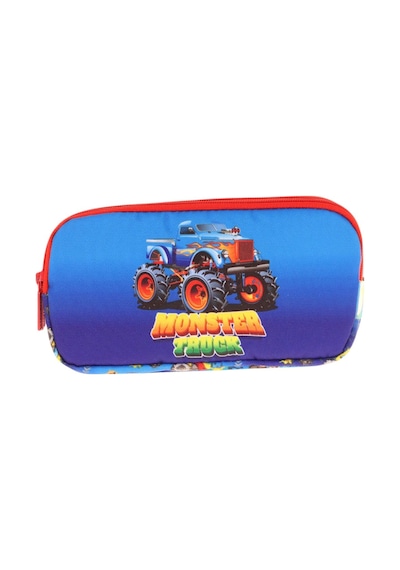Kaukko Kids Kırmızı Mavi, Monster Truck, Erkek Çocuk Üç Bölmeli Okul Kalem Çantası - L8257 Kırmızı - Mavi