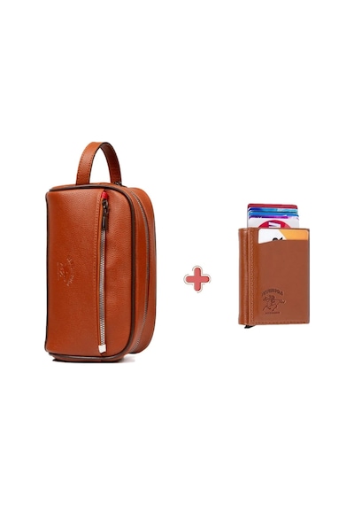 Newish Polo Erkek Deri Portföy Clutch Traş Kozmetik Bakım Ve Günlük El Çantası 14x24cm New171 - Kiremit