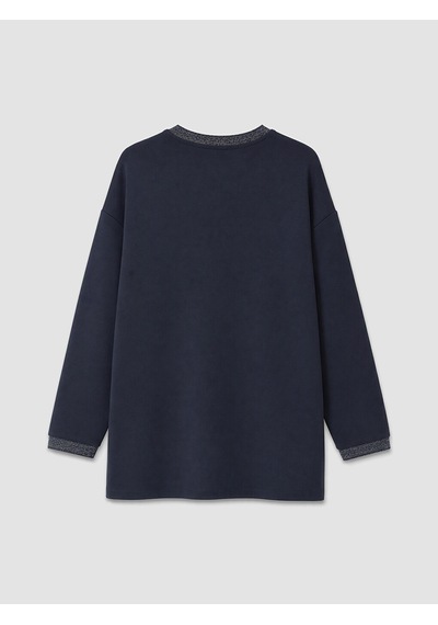 Lcw Everyday Lacivert Soft Touch Oversize Kadın Sweatshirt Tunik
