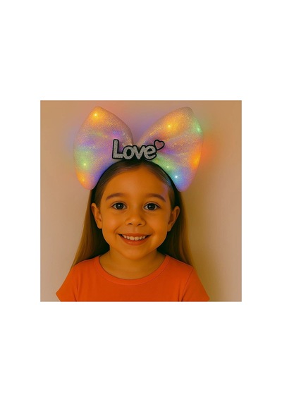 Led Işıklı Love Yazılı Pembe Fiyonk Taç Kız Çocuk Parti Tacı - Parti Taçları - Parti Ve Kutlama 0 - 99