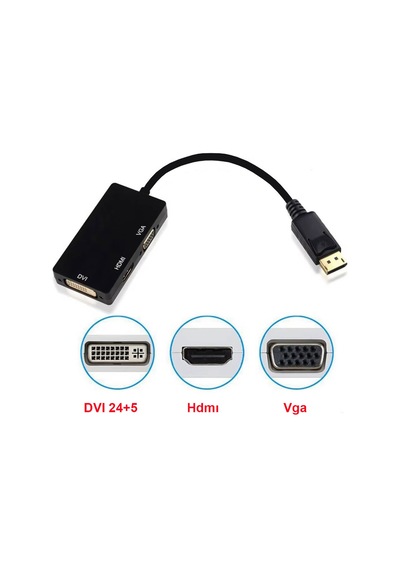 Display Port To Dvı Vga Hdmı Çevirici Dönüştürücü Aparat