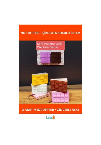 Mini Çiftli Çikolata Not Defteri 2 Adet 4x5 Cm Çok Renkli