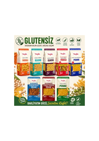 8 Li Doğal Glutensiz Makarna Serisi 400 Gr Elbow-penne-fusulli-risoni
