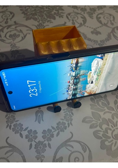 Sünger Bob Kalemlik - Telefon Tutucu Gri - Sarı