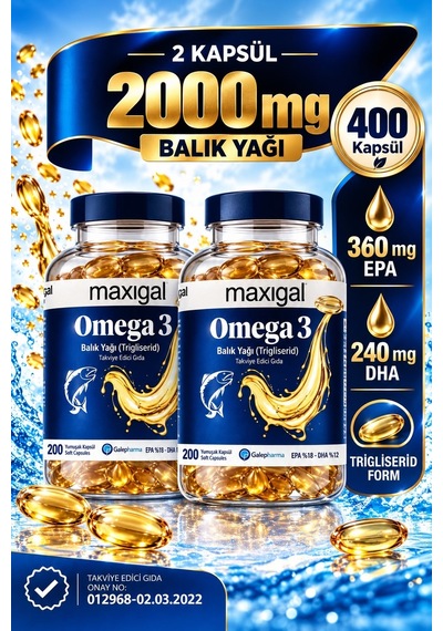 Maxigal Omega-3 Balık Yağı 2 x 200 Kapsül