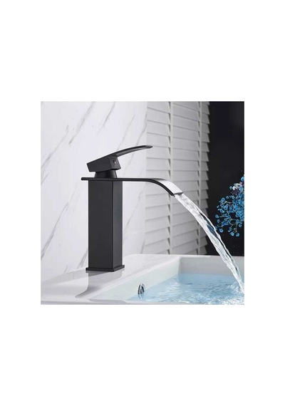 Rena Design Siyah Lavabo Bataryası Oval Çıkış Havza Model Yüksek Kalite Lavabo Musluğu Çiftgirişli Armatür