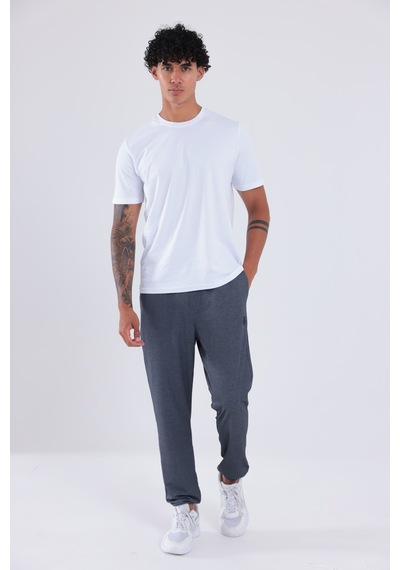 Rowinger Premium Merserize Kumaş Logolu Lastikli Paça Jogger Erkek Eşofman Altı Navyblue