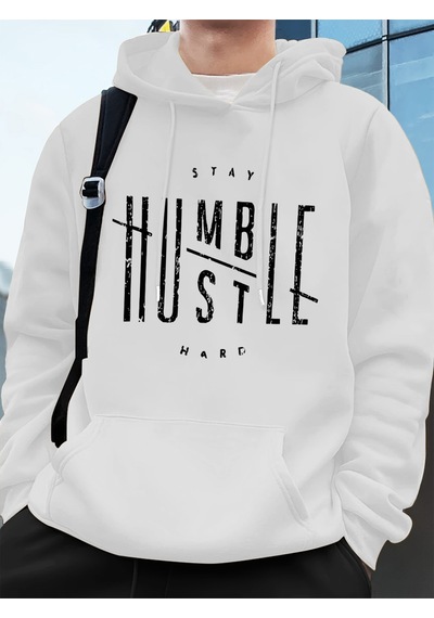 Startmore Startmorestay Humble Hustle Hard Printing Erkekler İçin Kapüşonlu Sweatshirt Sonbahar Polar Sıcak Swea Beyaz