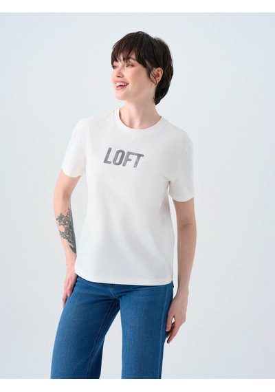 Loft Beyaz Kadın T-shirt Lf2039263 Beyaz