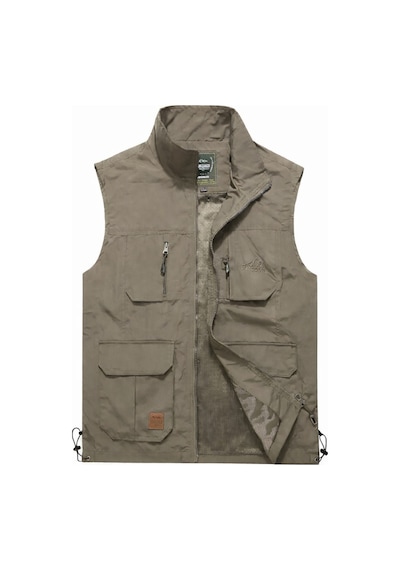 Rema Stil Taktikal Mevsimlik Nefes Alan Hızlı Kuruyan Çok Cepli Haki Ve Bej Outdoor Yelek Çöl Rengi Bej