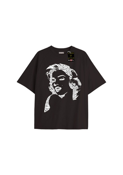 Flood Of Style Siyah Oversize T-shirt Kız Özel Tasarım